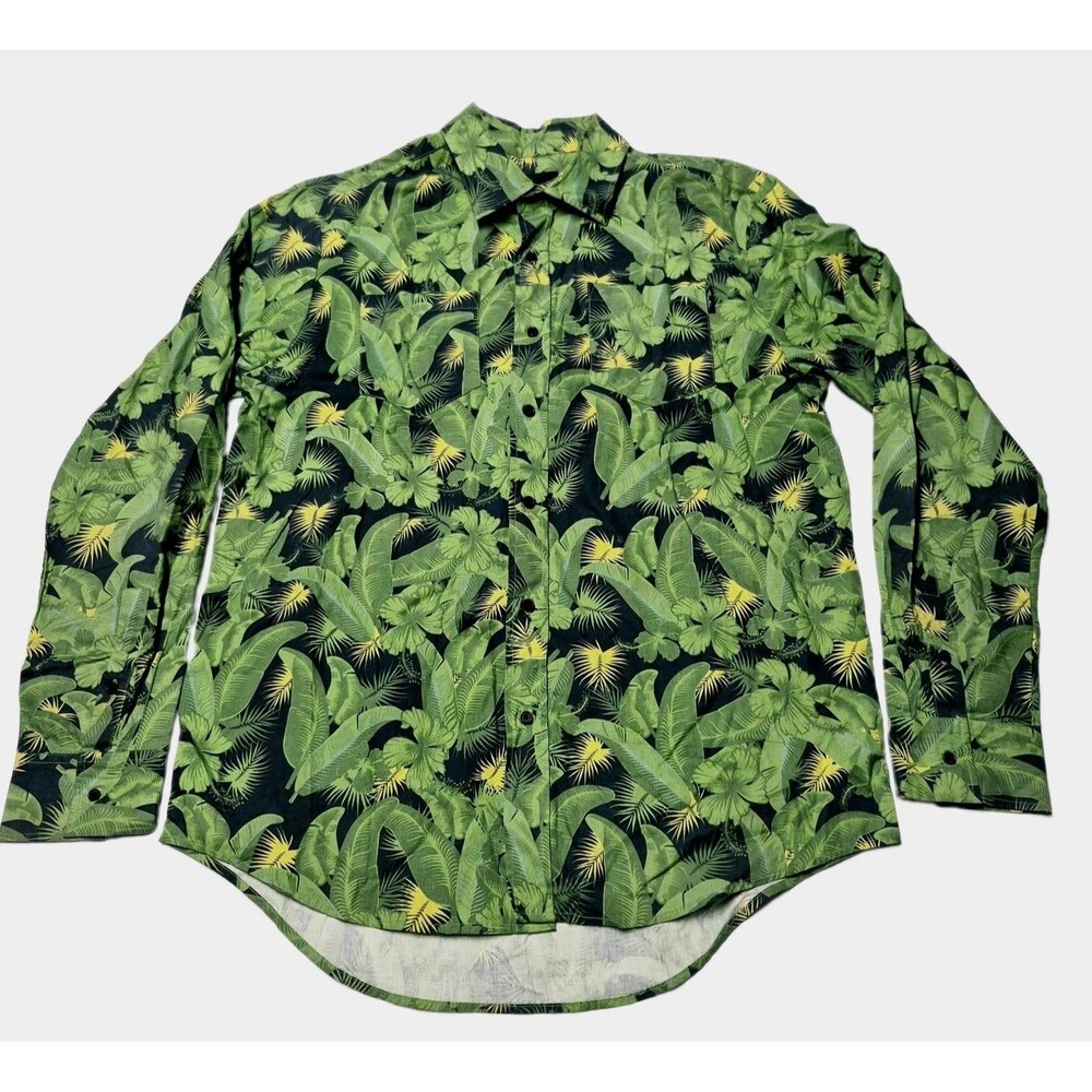 Primitive Apparel Tropical Palm Leaf Button Down Shirt Mens L Green Black NWOT